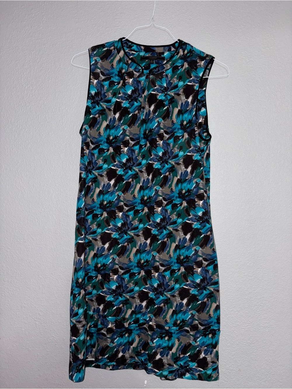 Sleeveless Teal Floral Shift Dress by